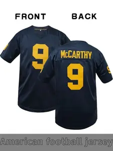 Men's McCarthy #9 Retro Navy Embroidered Jersey, American Football Jersey, Classic College Sportswear, Football Uniform - Suitable for all seasons, suitable for casual, training, and street style rugby enthusiasts, Sports