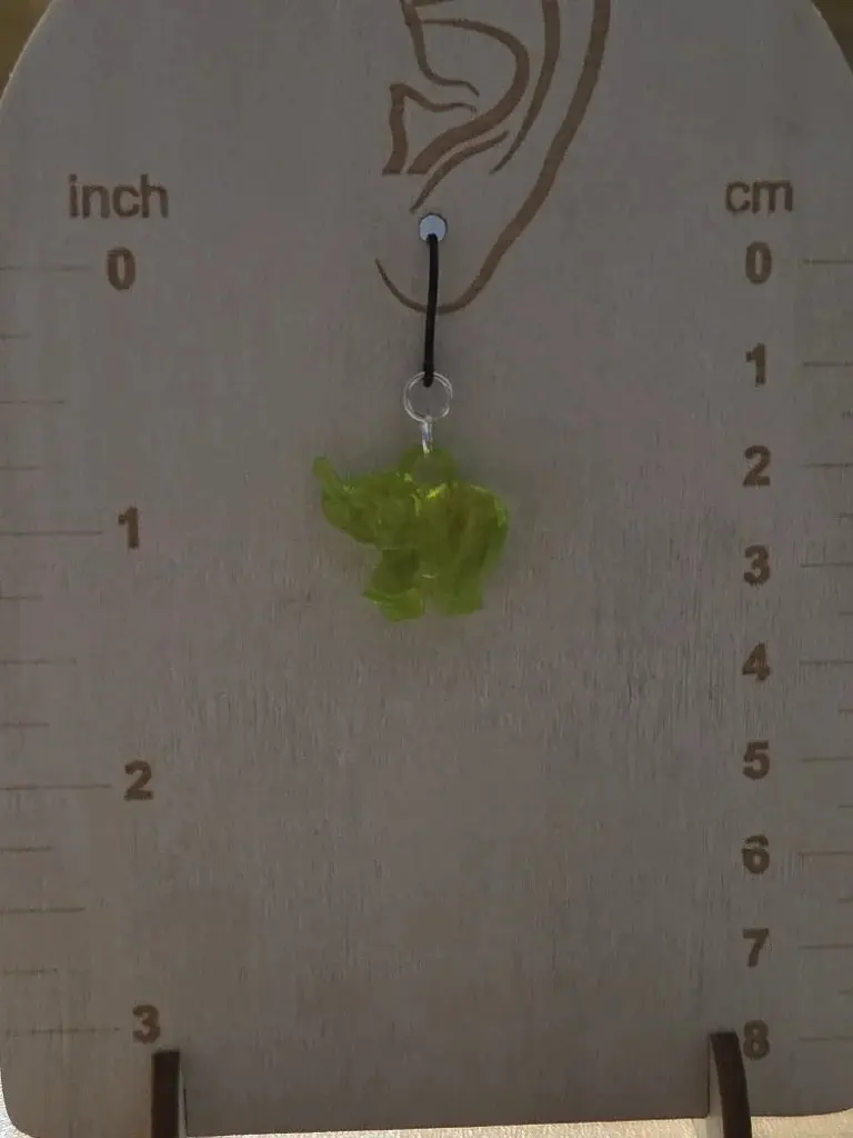 Green Elephants Dangly Plastic Hook Earrings