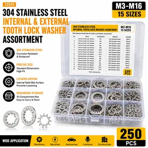 Internal Tooth Lock Washer 304 Stainless Steel, Anti-Loosening and Anti-Slip, Pressure Distribution, Corrosion and Rust Resistant, Durable Fastener Component