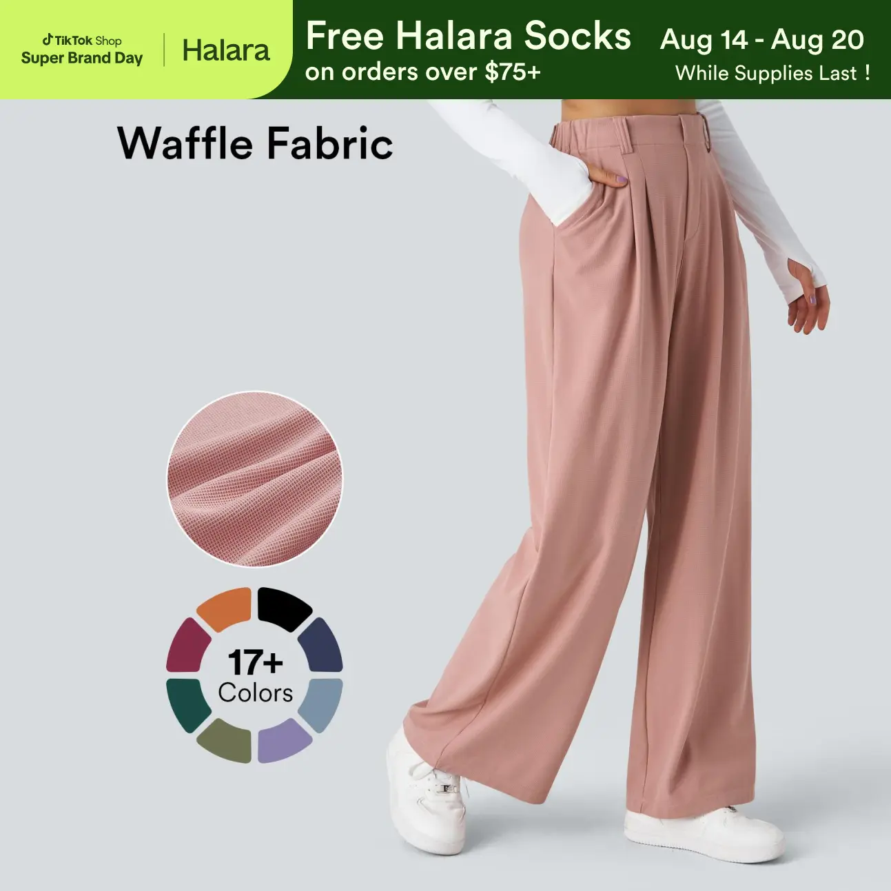 Halara Flex High Waisted Pocket Wide Leg Waffle Work Pants