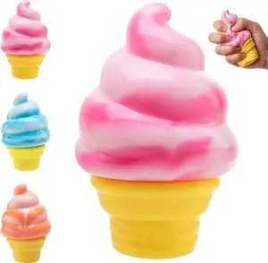 UNWIND Ice Cream Squeeze Squishy, Ice Cream Cone Squishy, Slow Rise Sensory Fidget Toy, Easter Basket Stuffers Party Favors Summer Sensory Stress Relief