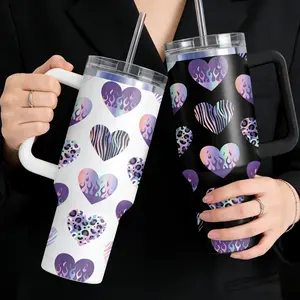 40oz Large Capacity Car Water Bottle with Handle, Portable and Convenient, Includes Straw, Keeps Cold for 12 Hours, Travel Mug, Coffee Cup，water bottle, Insulated Travel Drinkware