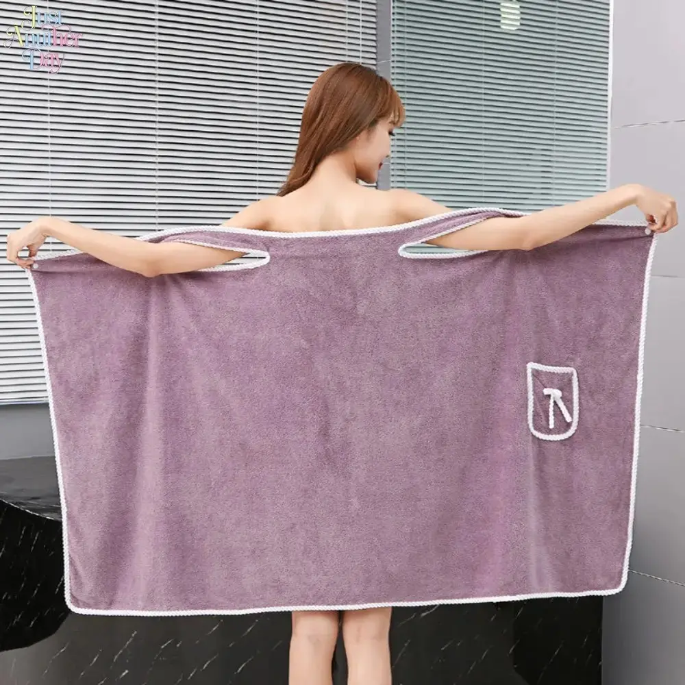Oversized 80-180lbs Wearable Bath Towel for Women, Thick Absorbent Bath Wrap Dress, Ultra Soft Coral Fleece Bathrobe with Pocket, No-slip Straps, Better Than Cotton for Shower, Spa & Home Use