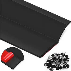 Garage Door Seal Top and Sides - 40FT TPE Garage Door Weather Stripping Top and Side Trim Seal Replacement with Adhesive Backed, Nails and Lids, Black