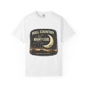 Hill Country Night Club moon T-Shirt | Vintage western night sky design