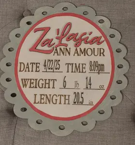 Birth Announcement Scalloped Frame birth stats Lace Baby Photo Prop Newborn Keepsake Nursery Decor Gift