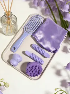 Ultimate Healthy Hair 6pcs Kit Silicone Scalp Massage Brush Vent Detangling Paddle Brush No Heat Rollers and Silky Bonnet Set Frizz Free Smooth Hair Care Routine for All Hair Types.