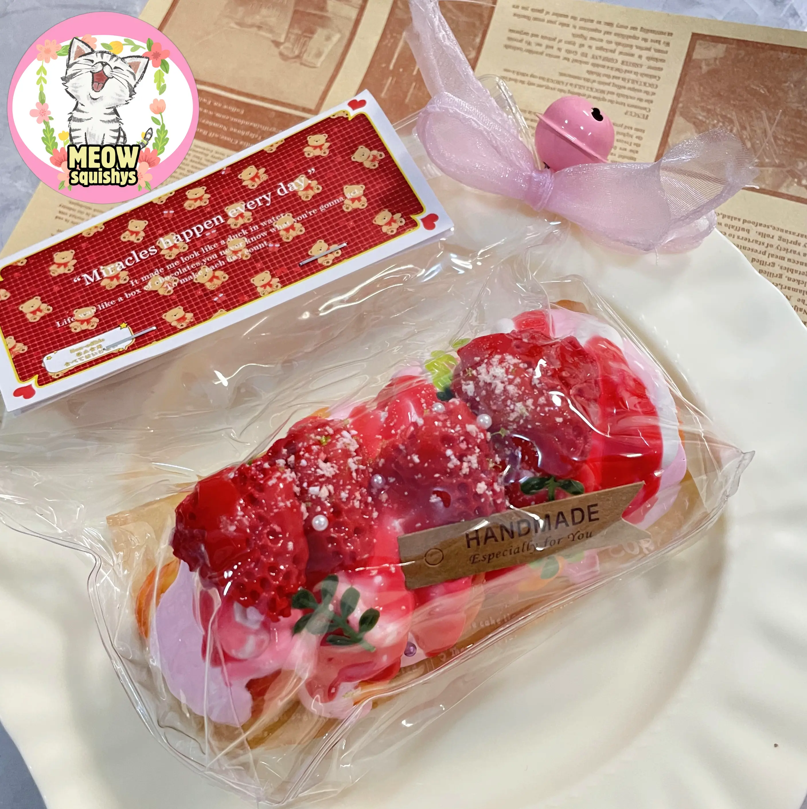 Strawberry Cream-Topped Fried Donut Squeeze Toy Strawberry Cream-Topped Fried Donut Squeeze Toy