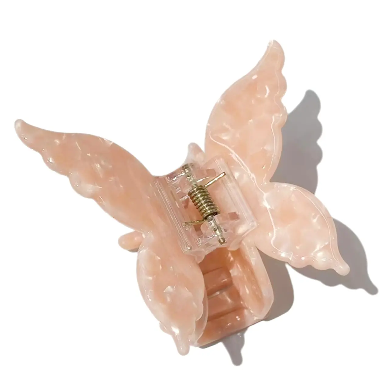 Butterfly Claw Clip - Sweet Marbled Peach Cellulose Acetate Barrettes Hair Clips, Lightweight Anti-Slip Casual Accessory, Sturdy Spring Mechanism, Elegant for Daily & Party Wear, Unisex Hair Securing Styling Tool