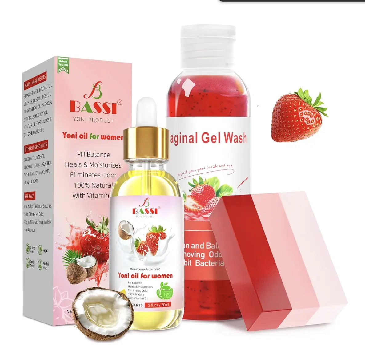 Feminine Wash & Yoni Oil & Yoni Soap Set for Women, Yoni Wash for Vaginal Ph Balance Remove Odor, 1 Fl.Oz Moisturizing Feminine Oil & 5.07 Fl.Oz Body Wash & 3.53 Oz Soap Bar