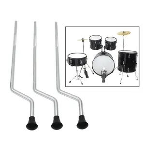 Heavy Duty Metal Floor Tom Drum Legs Support Anti-slip Rubber Feet Surface Plating Anti-Rust Percussion Parts Accessories DIY Silver