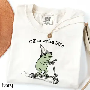 Comfort Colors School Psychologist Frog Scooter T-Shirt, Special Education Counselor Tee, IEP Meeting Shirt, SPED Inclusion Teacher Gift, Speech and Language Support Graphic, Unisex Cotton Apparel - ShamCren