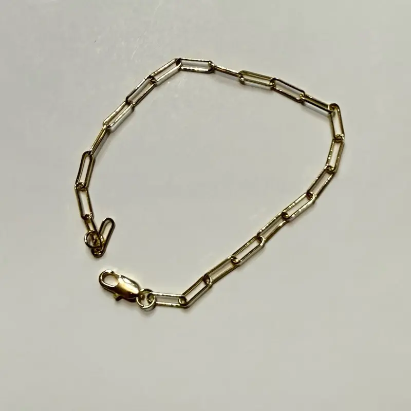 Gold Laminated 14k Paper Clip Bracelet Adjustable Size Up to 7 for Daily Use High-Quality Jewelry