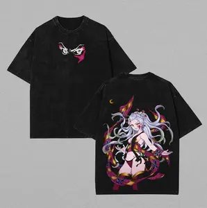 Daki Graphic Tee - Demon Slayer (Kimetsu no Yaiba) Anime Double Printed Vintage Washed T-shirt Unisex Oversize Anime Manga Washed Heavyweight Cotton Tshirt, Gift For Fans Merch