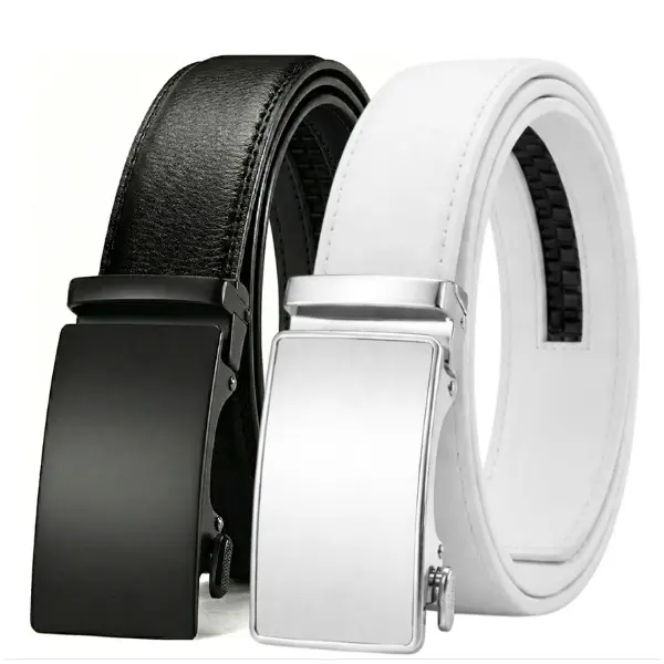 Men's Leather Ratchet Belt for Men Dress Casual Every Day with Adjustable Buckle, Trim to Fit