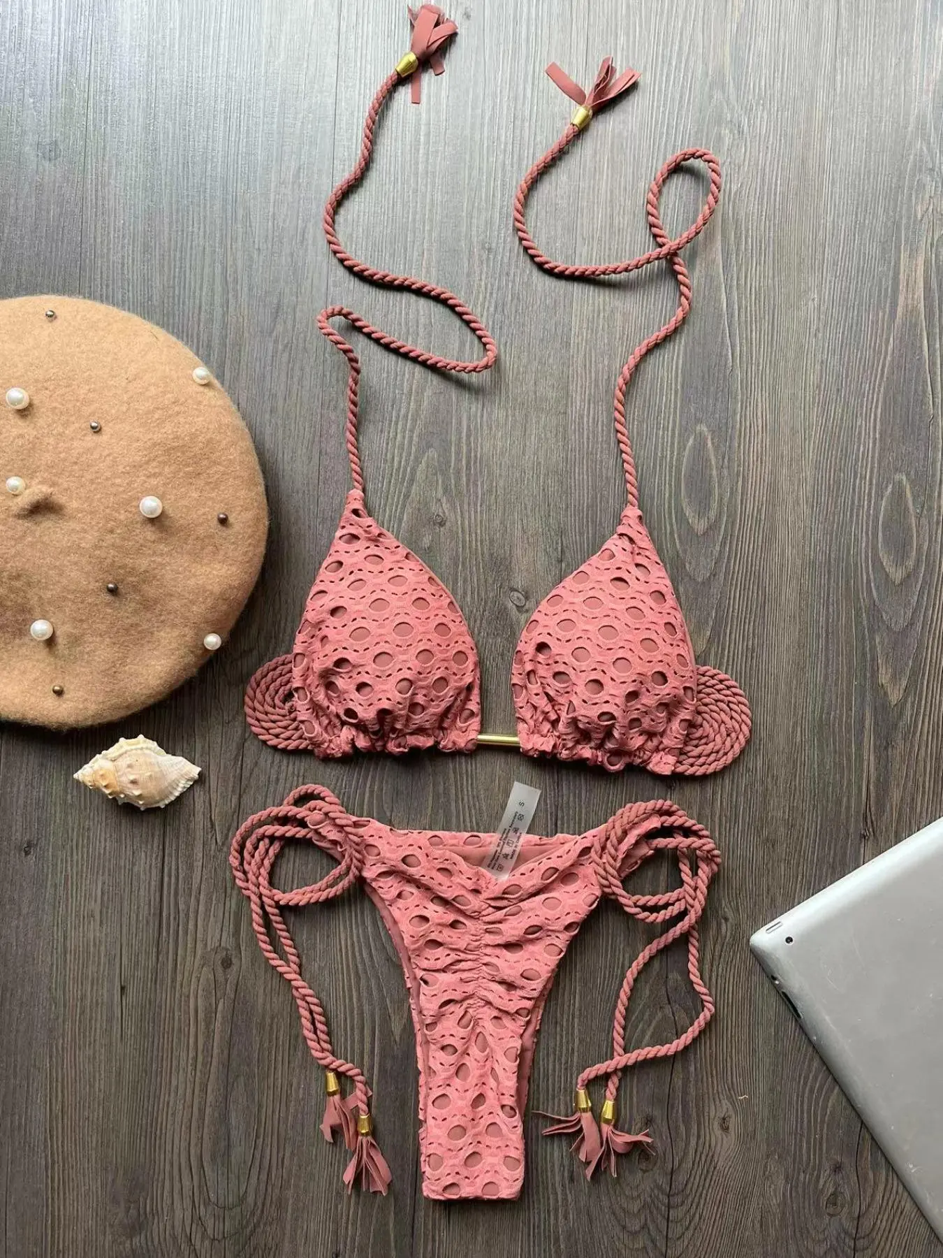 Women's Solid Bikini Set, Ruched Knot Bikini, Wrapped Bikini Set, Casual Fashion Chic Swimwear Set for Beach Holiday Vacation, Ladies Swimsuit for All Seasons, Summer Swimsuit Set, Bikinis Sets, Bikini Beachwear, Bikini Swimsuit Outfit