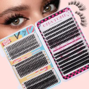 Lash Clusters Kit 5 Styles 546Pcs Clusters Lashes with Lash Bond and Seal Tweezers Extension Volume Soft Eyelash Extension Kit 80D+100D D Curl Wispy Natural DIY Individual Lash Clusters Kit Box for Beginners