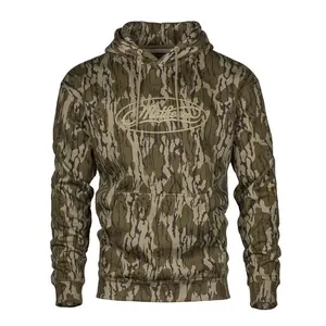 Mathews Bottomlands Camo Hoodie. Dominant Earth Brown, Moss Green, Beige Branches. Woodland Camouflage Pattern, Hunting. Warm, Comfortable