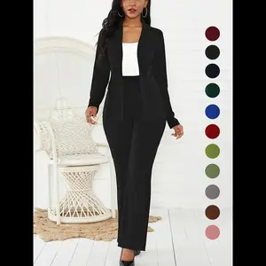 Two-Piece Set Women's Plain Button Lapel Neck Blazer & Suit Pants, Women's Clothing for All Seasons Womenswear Gamis Basic Black Chic Fitted Elegant Long Sleeve Minimalist