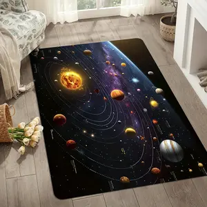 Universe Planet Rectangular HD Printed Double Lock Edge Carpet - Machine Washable, Non - Slip, Stylish for Living Room, Bedroom, etc., Ideal Birthday Gift