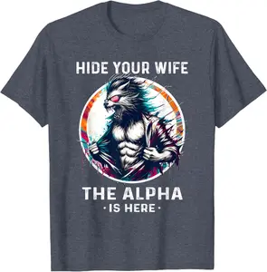 Alpha Wolf Shirt Werewolf Meme Shirts for Men Wolf Meme T-Shirt, Funny Gift