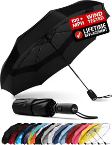 Repel Windproof Travel Umbrella - Compact & Withstands Winds up to 100MPH , Strongest Premium Auto Folding Umbrella for Rain and Sun - Durable, Light & Portable for Women & Men , Fits Backpack & Cars