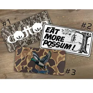 Camo Hunting Mallard Duck Cotton Eat More Possum License Plate, Camouflage Outdoor Car Tag, Funny Hunter Truck Decor Gift for Him