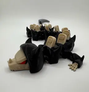 3D Printed Grim Reaper Dragon – Articulated Poseable Dragon Figurine | Halloween Skeleton Dragon | Spooky Gothic Desk Decor