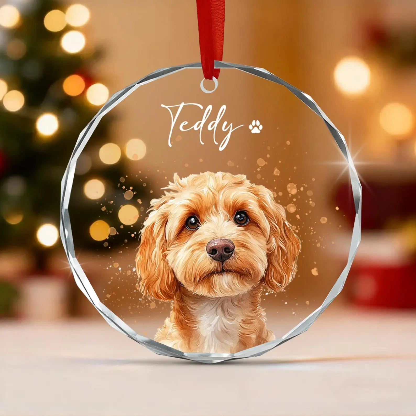 Personalized Dog Christmas Ornament, Custom Pet Name and Portrait, Holiday Keepsake Gift for Dog Lovers