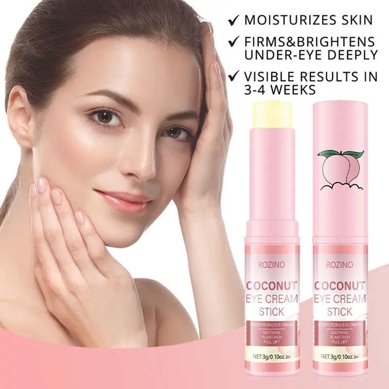 ROZINO Retinol Eye Stick (3-Pack), Brightening & Soothing Eye Cream for Puffiness and Fine Lines, Cooling Balm for All Skin Types with Peach Scent, Multi-Pack