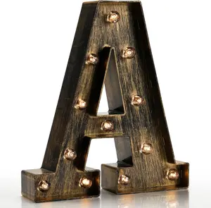 Vintage Light Up Marquee Letters with Lights – Illuminated Industrial Style Lighted Alphabet Letter Signs - Coffee Bar Apartment Bedroom Wall Home Initials Decor A-Z