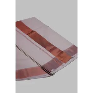 Authentic Kerala Cotton Saree with copper Zari Border