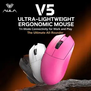Aula V5 Triple Mode Gaming Mouse, Lightweight Design, 12000 Dpi, Long Battery Life, Suitable for Medium/large Hands, Compatible with Windows/MAC/iOS