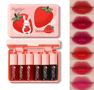 6 Colors Lip Tint Stain Set, Korean Makeup Lip Stain Moisturizing Mini Liquid Lipstick, Multi-use Lip and Cheek Tint, Long lasting Non-Stick Cup Waterproof, Cute Stuff, Lip Color Makeup