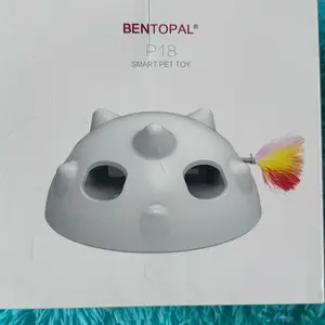 Interactive Cat Toys, Automatic  USB Charging  Kitten Pet Ambush Toys, Rotating Feather Ball Indoor Toy for Cat Kitten, Build-in LED Light, Automatic On/Off