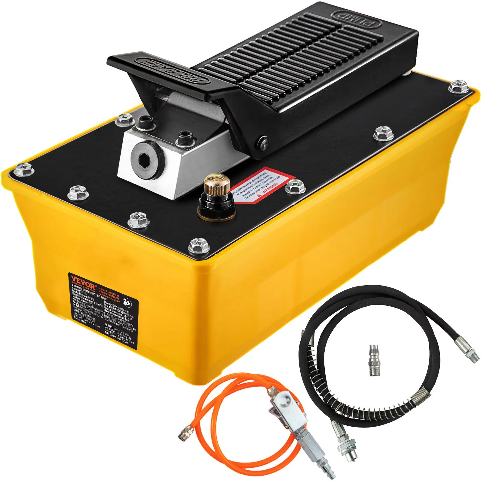 VEVOR Air Hydraulic Pump, 10,000 PSI Hydraulic Foot Pump, 0.6 Gal Reservoir Foot Operated Air/Hydraulic Pump, with Hose and Spray Gun for Heavy Machinery Rigging, Auto Repair, Auto Body Frame Machine