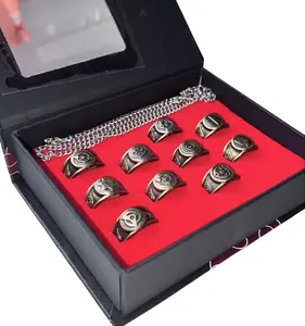 Premium Naruto Akatsuki Rings Set Anime Symbol Rings Collectible Cosplay Jewelry with Gift Box