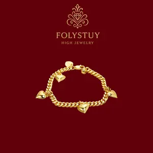 7.48 Inch【FOLYSTUY(W161)】 Multi-Heart Cuban Link Hand Chain - Trendy and Romantic Statement Jewelry for All Occasions