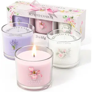 Scented Candles, Scented Candle  Set for  , 3 Votive Candles for Women and Men, Birthday Candle Gifts for Women, Christmas Candles for Women ( + Purple + White, 7 oz)