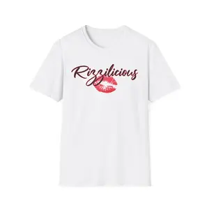 Rizzilicious Unisex T-Shirt, Pink Lipstick Kiss, Trendy Tee, Graphic Top, Funny Shirt, Gift for Her