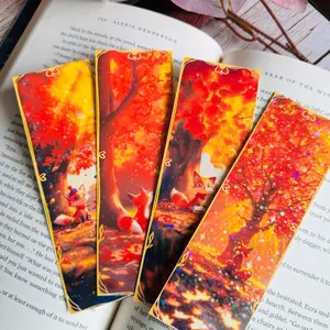 Fall Foxes Iridescent Bookmarks 7x2 Inches Holographic Vinyl Overlay Sturdy Cardstock Sparkle While You Read Perfect for Bookworms