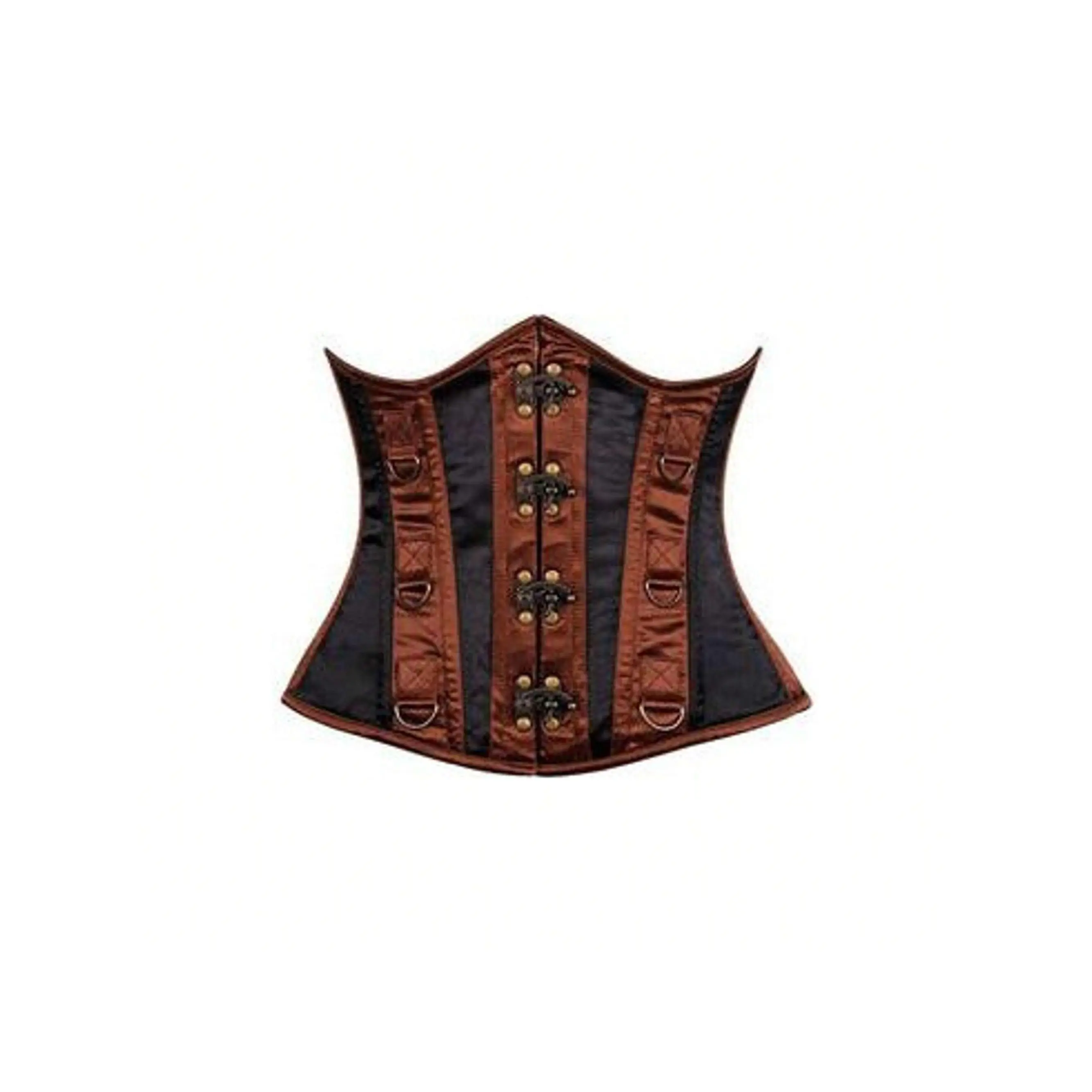 Daisy Corsets Top Drawer Black & Brown Steel Boned Underbust Corset Cotton Womenswear