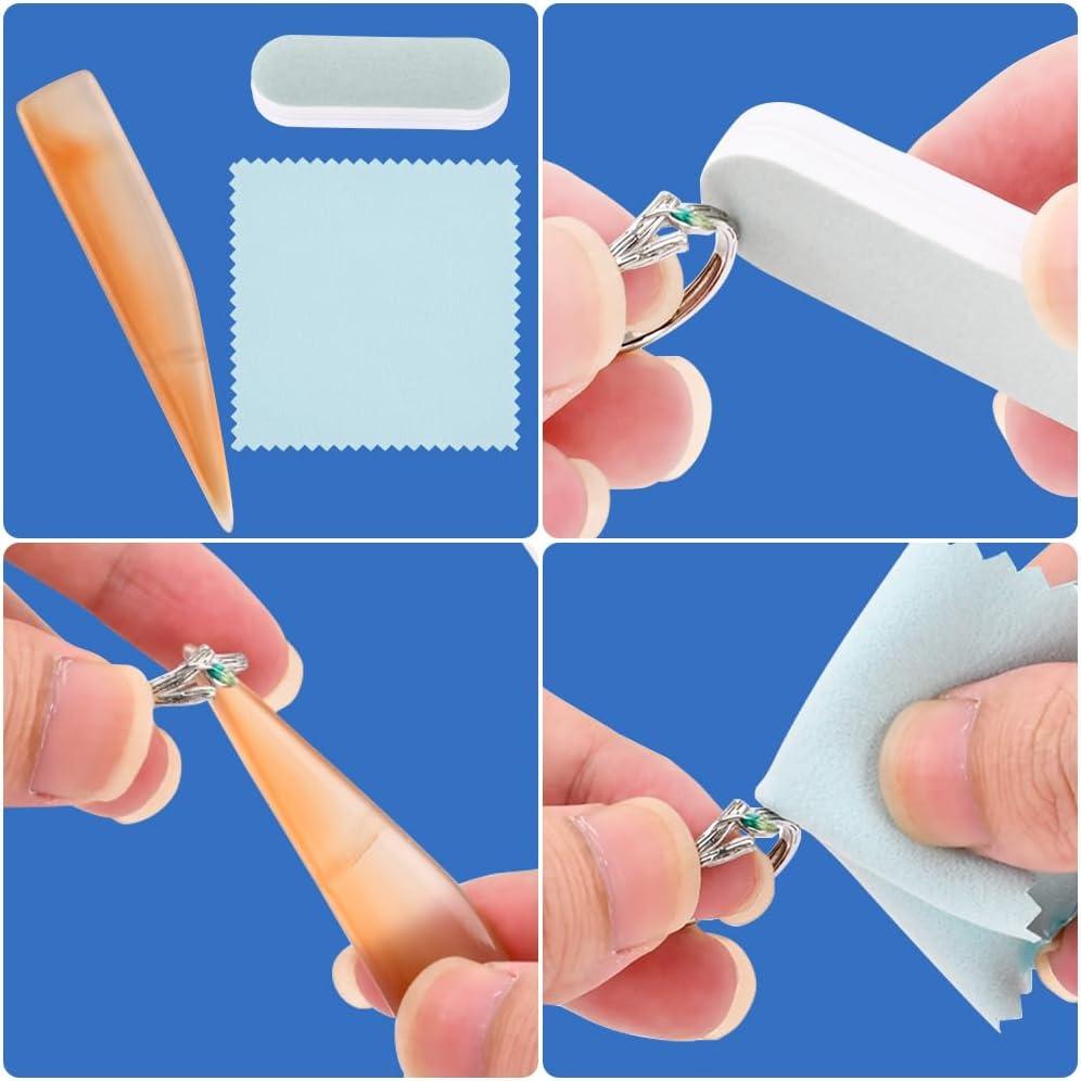 8Pcs Ring Making & Sizing Kit – Ring Mandrel Ring Sizer Gauge, Hammer & Polishing Tools for DIY Jewelry Making