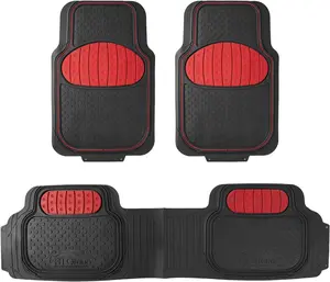 Car Floor Mats - Heavy-Duty Rubber Floor Mats for Cars, Universal Fit Full Set, Trimmable Automotive Floor Mats, Climaproof Floor Mats for Most Sedan, SUV, Truck Floor Mats Red