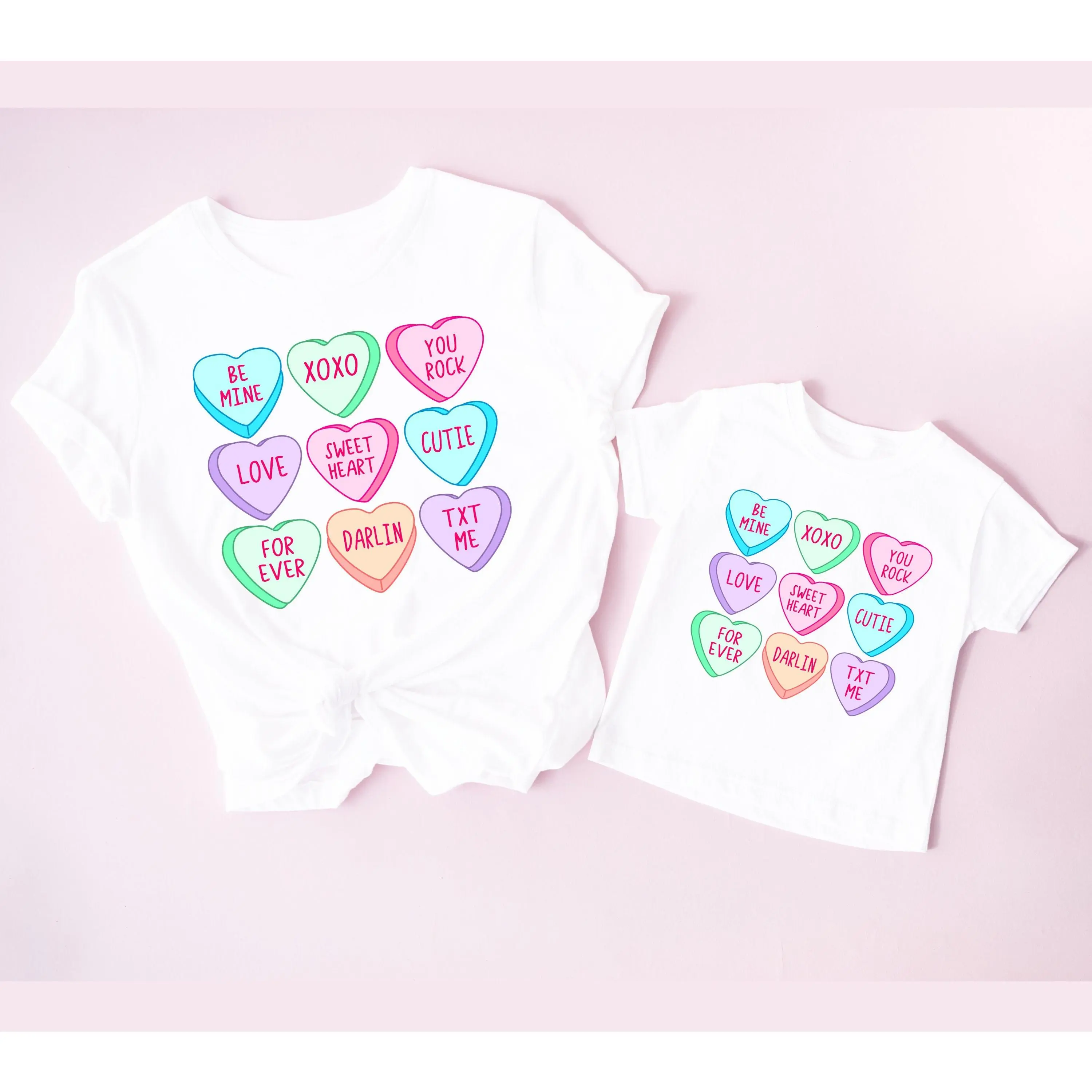 Candy Hearts TShirt, Valentines Shirts for Women and Girl, Mommy and Me Outfits, Gift Mom and Daughter Valentines Day Gift valentine shirt Best Sweatshirt And Elegance Hoodie For Ladies And Womens
