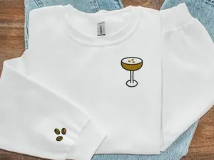Espresso Martini Embroidered Crewneck Sweatshirt, Espresso Martini Lover Gift, Cute Comfy Crewneck, Embroidery Sweater, Cocktail Sweatshirt