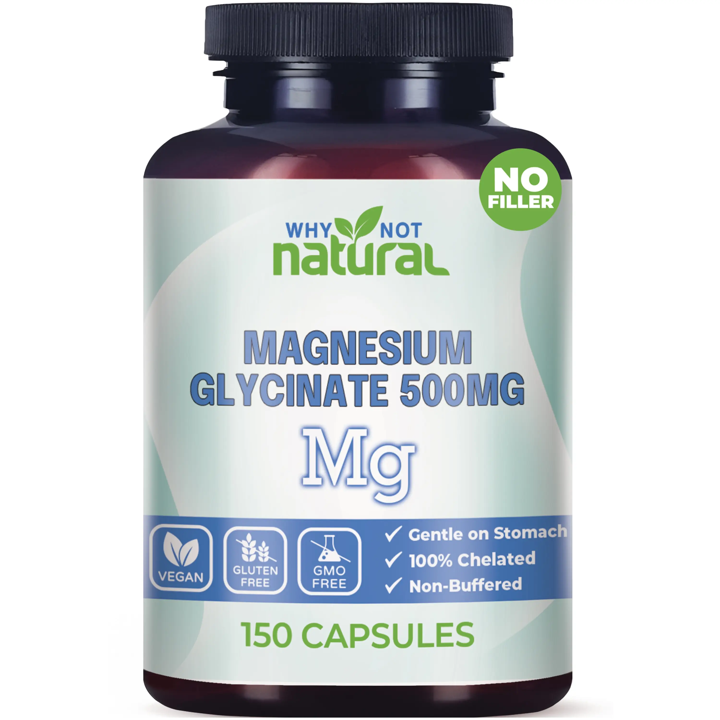 Why Not Natural Magnesium Glycinate 500 mg per capsule with 70 mg elemental magn...