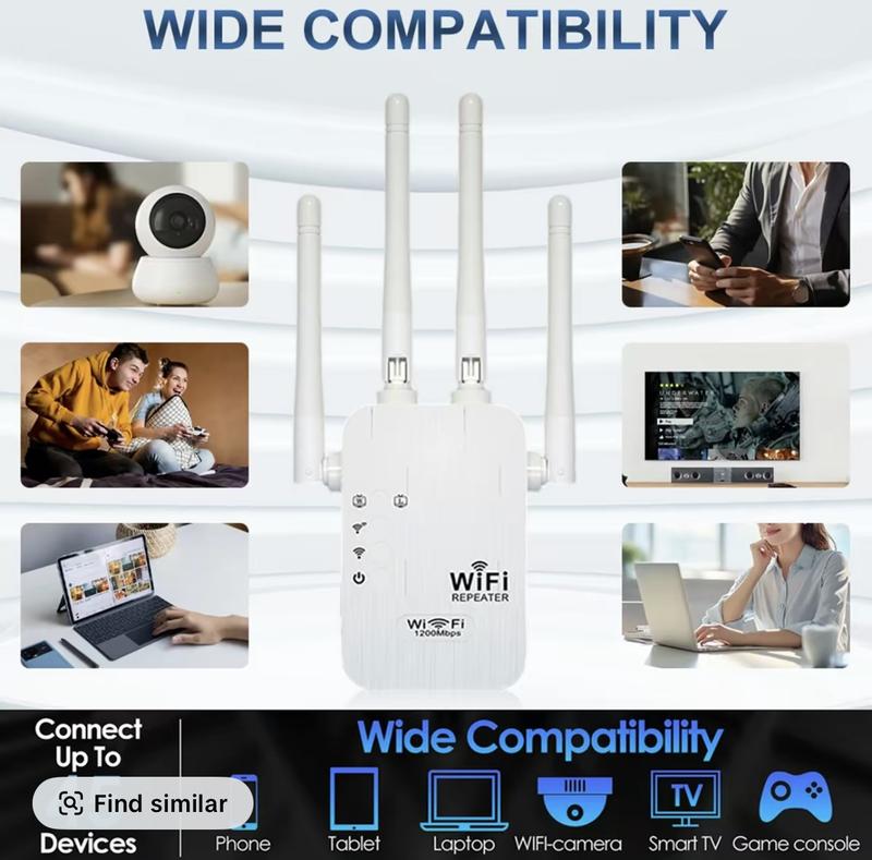 Dual Band WiFi Signal Booster Repeater 2.4GHz & 5GHz for Enhanced Network Coverage and Stability Easy Install Home & Office Use