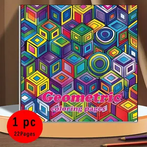 Geometric Coloring Pages | 22 Pages 120g Thick No-Bleed Paper | 3D Optical Illusion Cube & Psychedelic Patterns | Easy Coloring for Adults & Kids | Stress Relief Mindful Hobby | Gel Pen Friendly | Glue Binding Process | TikTok Viral Creative Hobby