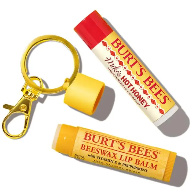Burt's Bees Buzz On-The-Go Bundle | Mike's Hot Honey Lip Balm + Original Beeswax Lip Balm + Balm Keychain | 12-Hour Moisture